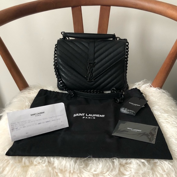 ❌SOLD💥 YSL SAINT LAURENT College Monogram Black - Picture 2 of 8